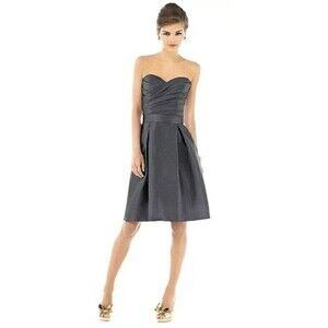 Alfred Sung Strapless Sweetheart‎ Dress Black Womens Pockets Bridesmaid Cocktail